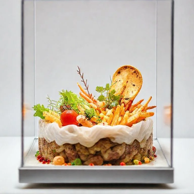 Roasted Vegetable Tower with Romesco Sauce, a colorful and healthy creation.