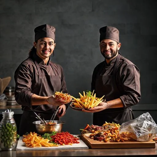 A professional yet approachable close-up of a chef's hands meticulously garnishing a finished dish (e.g., adding a microgreen, drizzling a sauce) with intense focus, showcasing skill, dedication, and precision. The chef's face is not fully visible, emphasizing the craft.